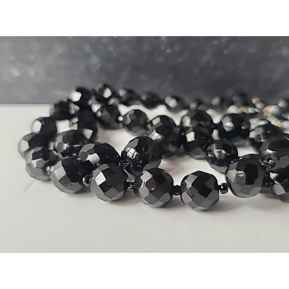 Hobe Faceted Black Beaded Necklace Vintage - Picture 4 of 10